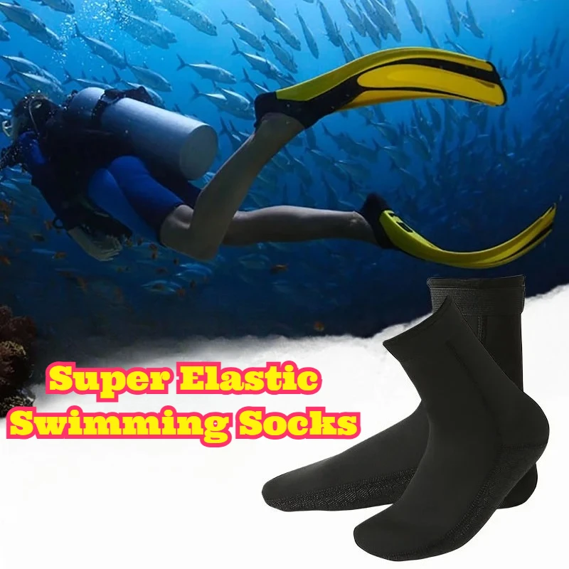 3mm Diving Socks Black Stretchy Fabric Flipper Socks Surfing Swimming Snorkeling Warm Non Slip Unisex Water Sport Diving Booties