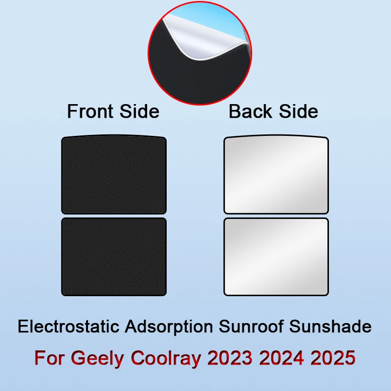 Car Electrostatic Adsorption Sunroof Sunshade Fit For Geely Coolray 2023 2024 2025 Heat Insulation Skylight Sticker Accessories