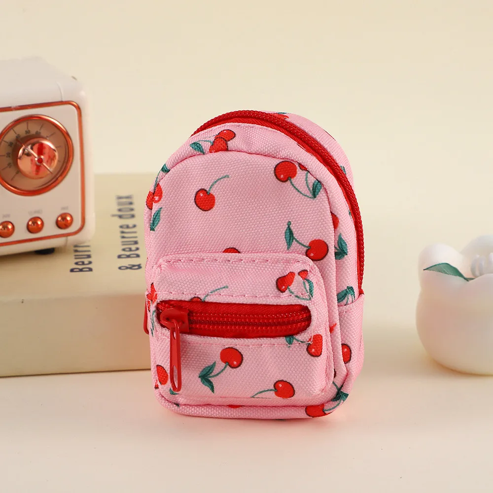 Litchi Printed Backpack Coin Bag Cute Sweet Money Change Purse With Keychain Portable Earphone Storage Bag Wallet For Women