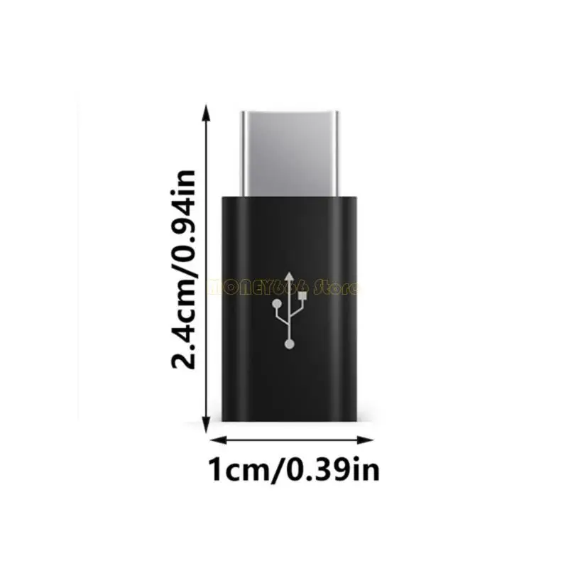 F62C USB C 암시 대 마이크로브 수컷 어댑터 타입 C에서 MicrousB 480Mbps 데이터 충전기