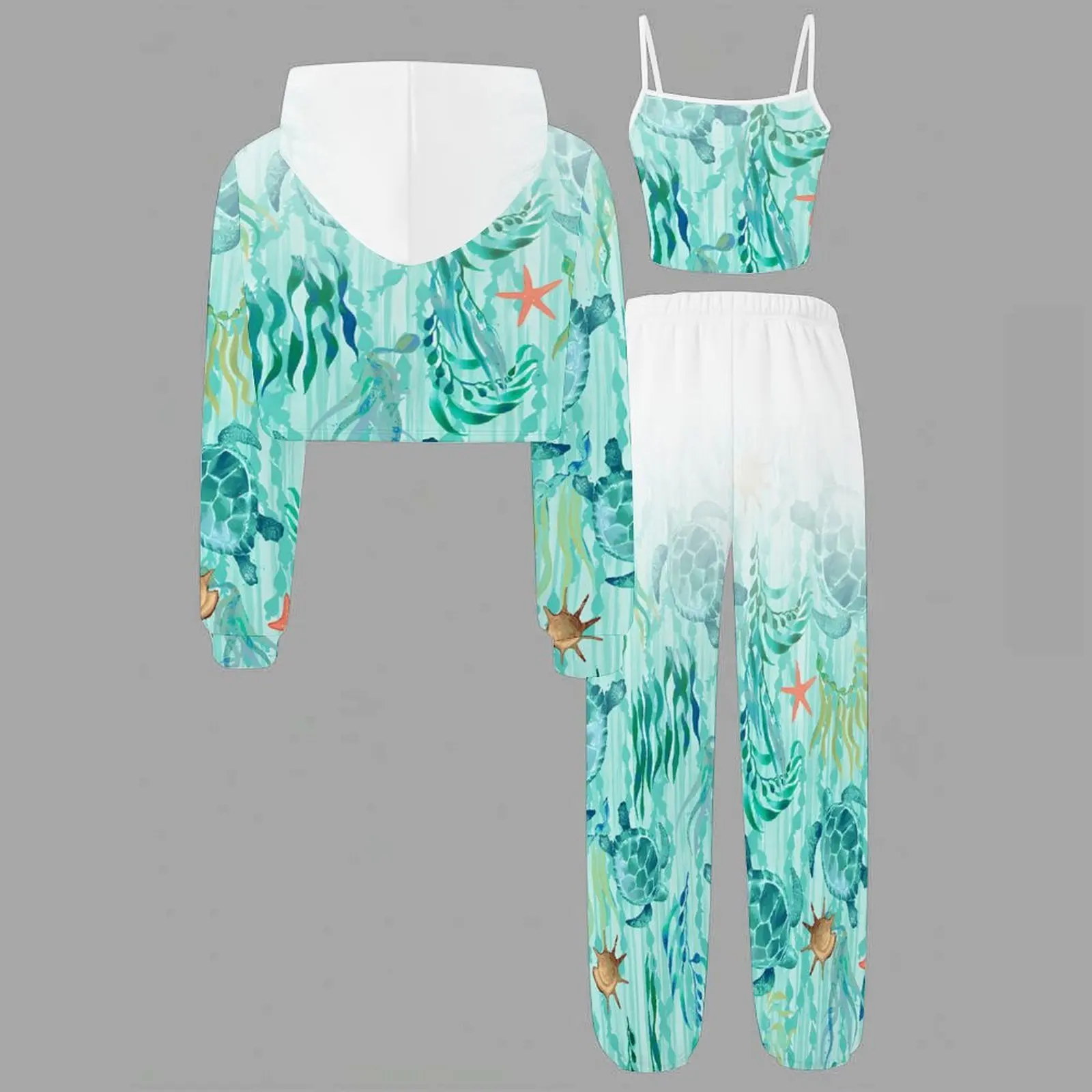 Kids Sweet Fashion Print Three Piece Retro Round Neck Coat  Soft  Skin-friendly Vest Everyday Beach Vacation Party Outfit