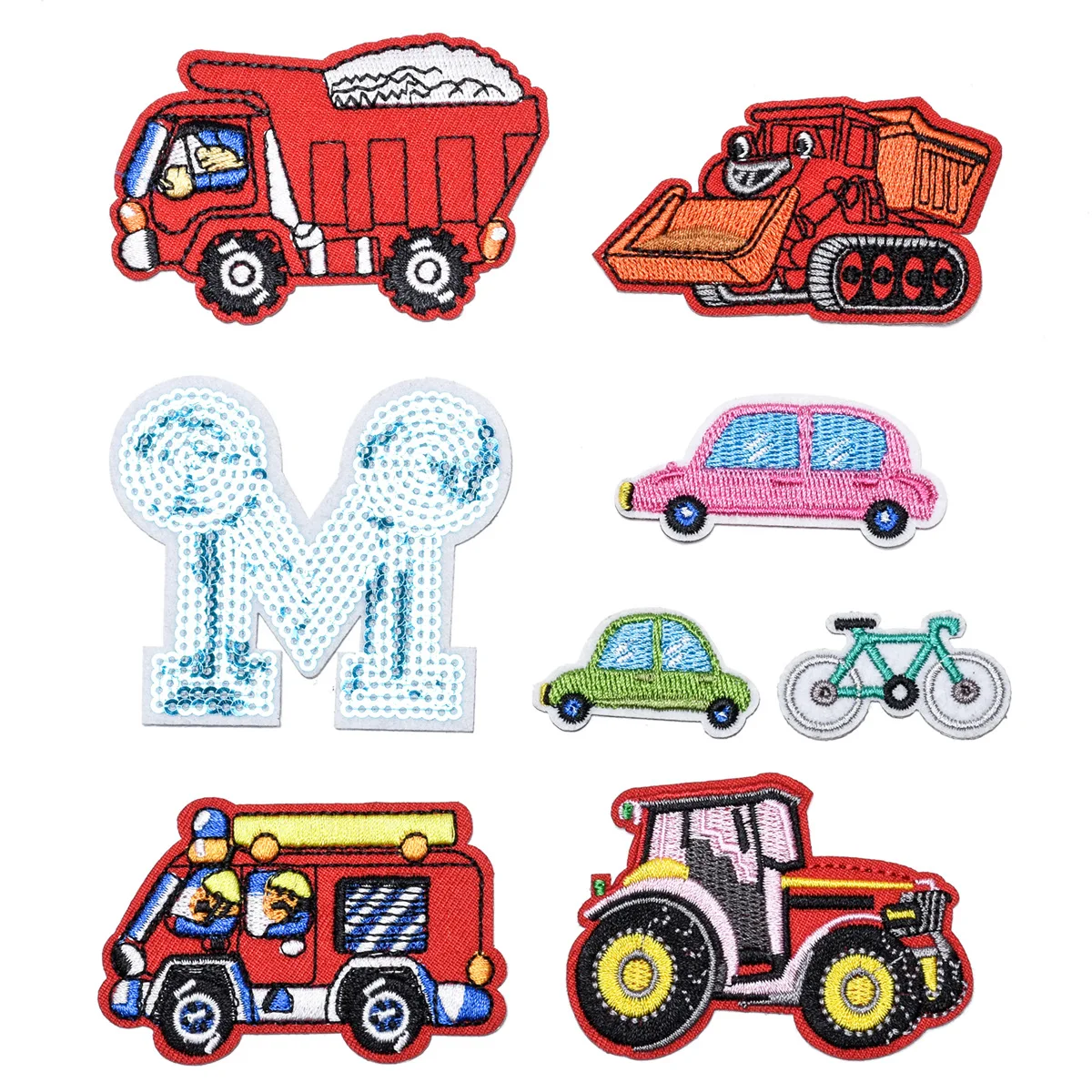 New Cartoon Car Dumper Bicycle Embroidery Cloth Stickers DIY Clothing Accessories Can Be Self-adhesive Ironing Patches