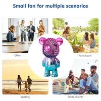 Cartoon Mini Violent Bear Small Fan Installation Three-speed Adjustable Wind Speed USB Charging Portable Outdoor Camping