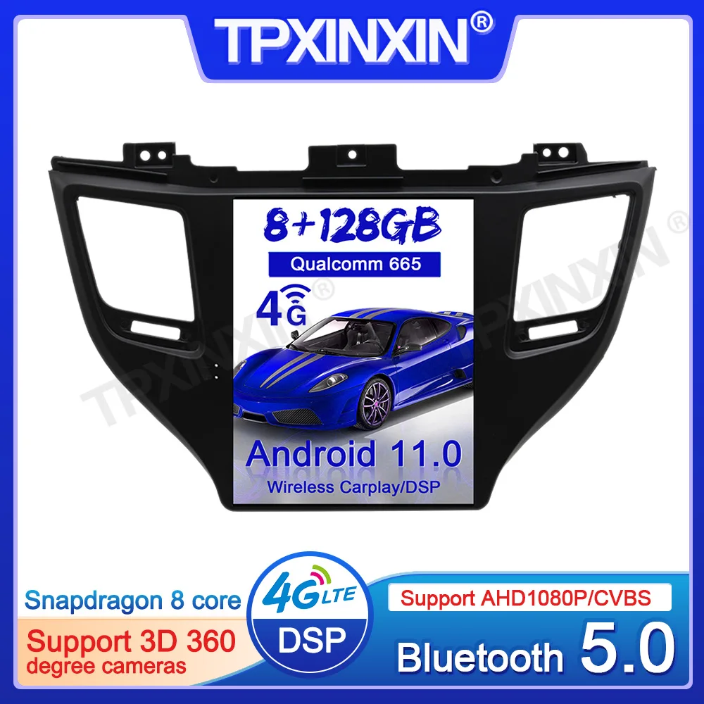 Qualcomm Tesla Screen For Hyundai Tuscon 2015-2019 Android 11 Car Multimedia Player GPS Navigation Audio Radio Stereo Head Unit