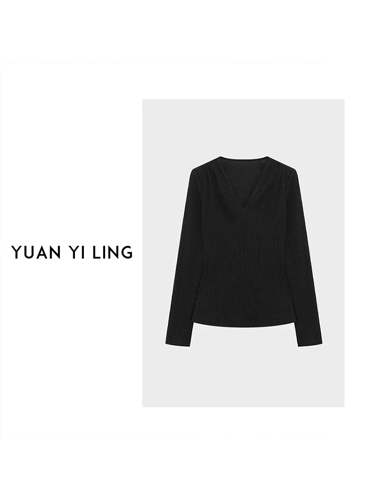 

Универсальная женская футболка с глубоким V-образным вырезом, осенняя, модная, повседневная, из смесового полиэстера