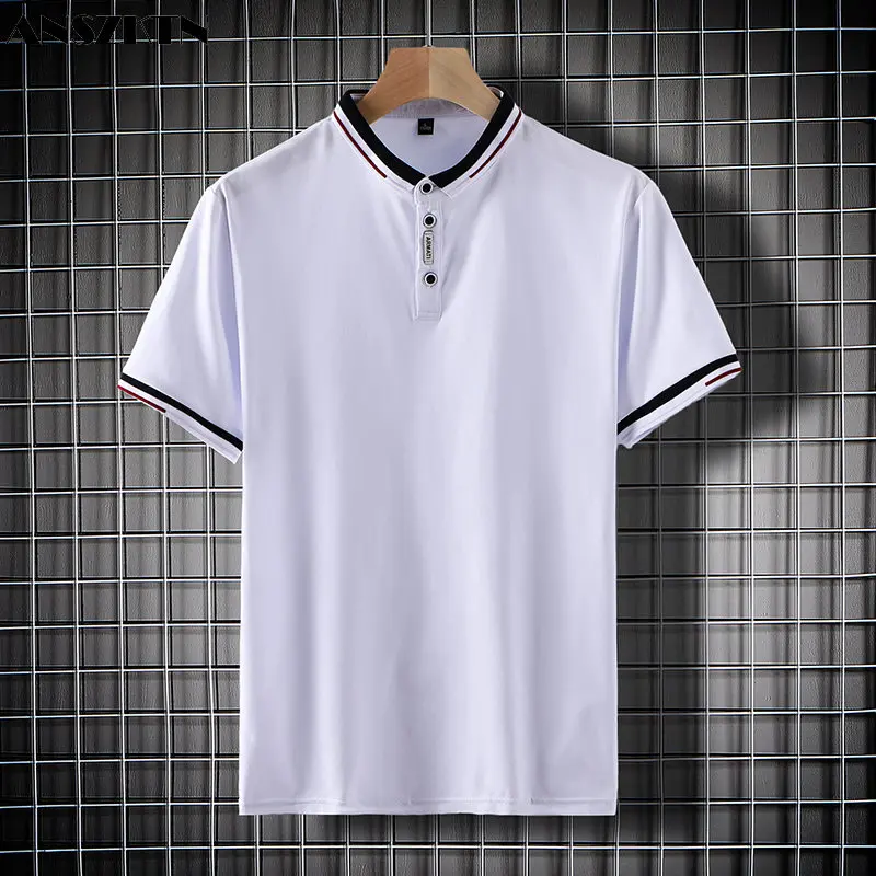 ANSZKTN New men's business casual lapel short sleeve T-shirt summer run quantity explosion short sleeve POLO shirt