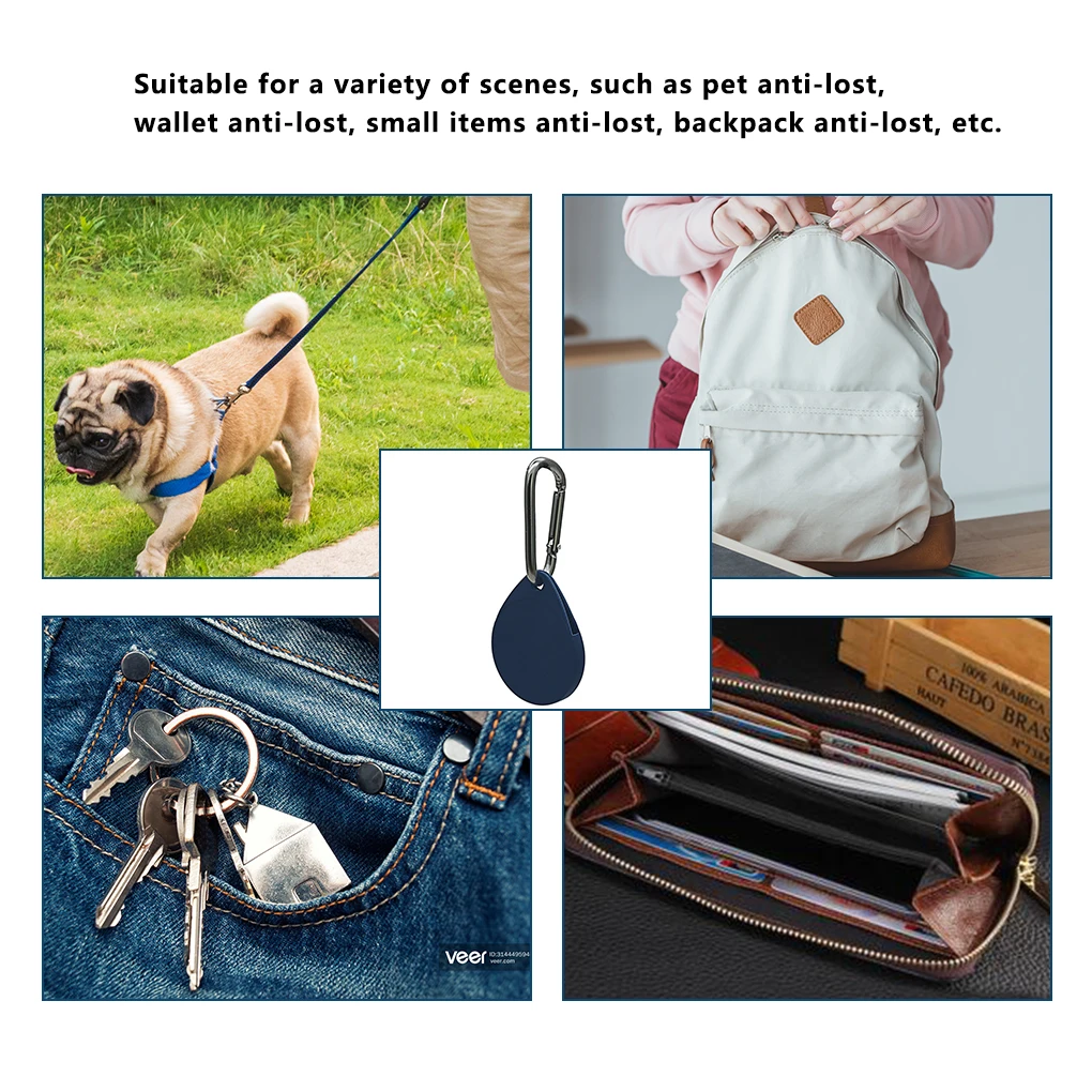 Locator Case Silicone Tracker Cover Hanging Portable Key Ring Sleeve Replacement for Airtags Black