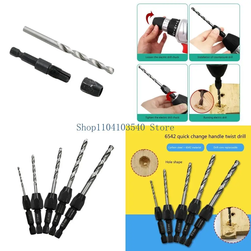 

02DC 5x Upgraded Shank Twist Drill Bit Set Drill Bit Metric 2 to 6mm