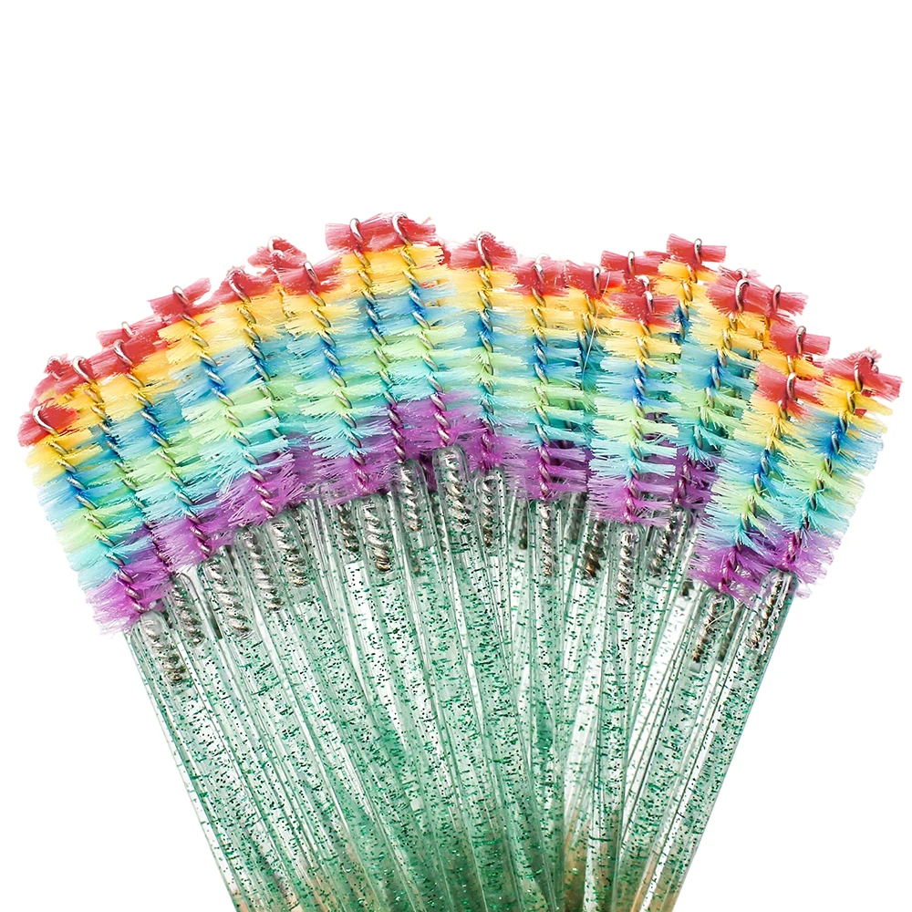 50PCS Rainbow Crystal Eyelash Makeup Brushes Disposable Microbrushes Eyelash  Extension Accessories Supplies Lash Brush - view 6