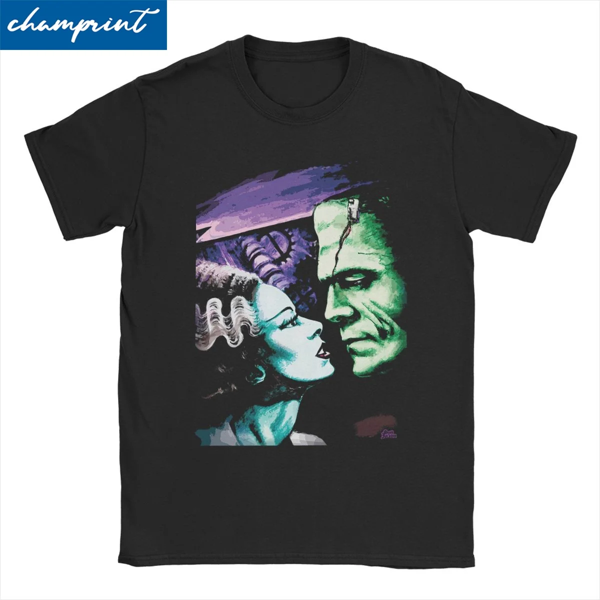 Men Women T-Shirt Bride Frankenstein Monsters In Love Funny Pure Cotton Tees Short Sleeve Horror Movie T Shirt Clothes Summer