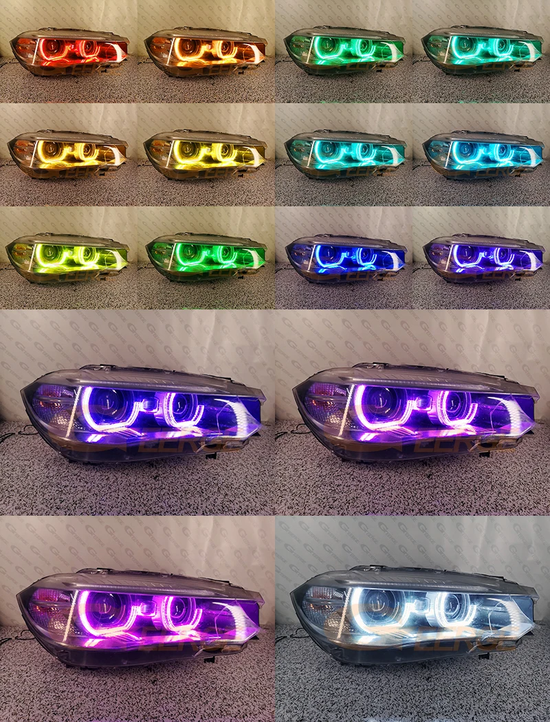 For BMW X5 X6 F15 F16 F85 F86 2014 2015 2016 - 2019 Bluetooth APP Multi Color Crystal DTM Style RGB LED Angel Eyes Halo Rings