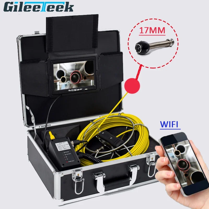 WP70  Endoscope Inspection Camera 100m Cable 7inch TFT LCD MONITOR 6.5/17/23mm Lens WIFI Connection Support DVR Recording Video