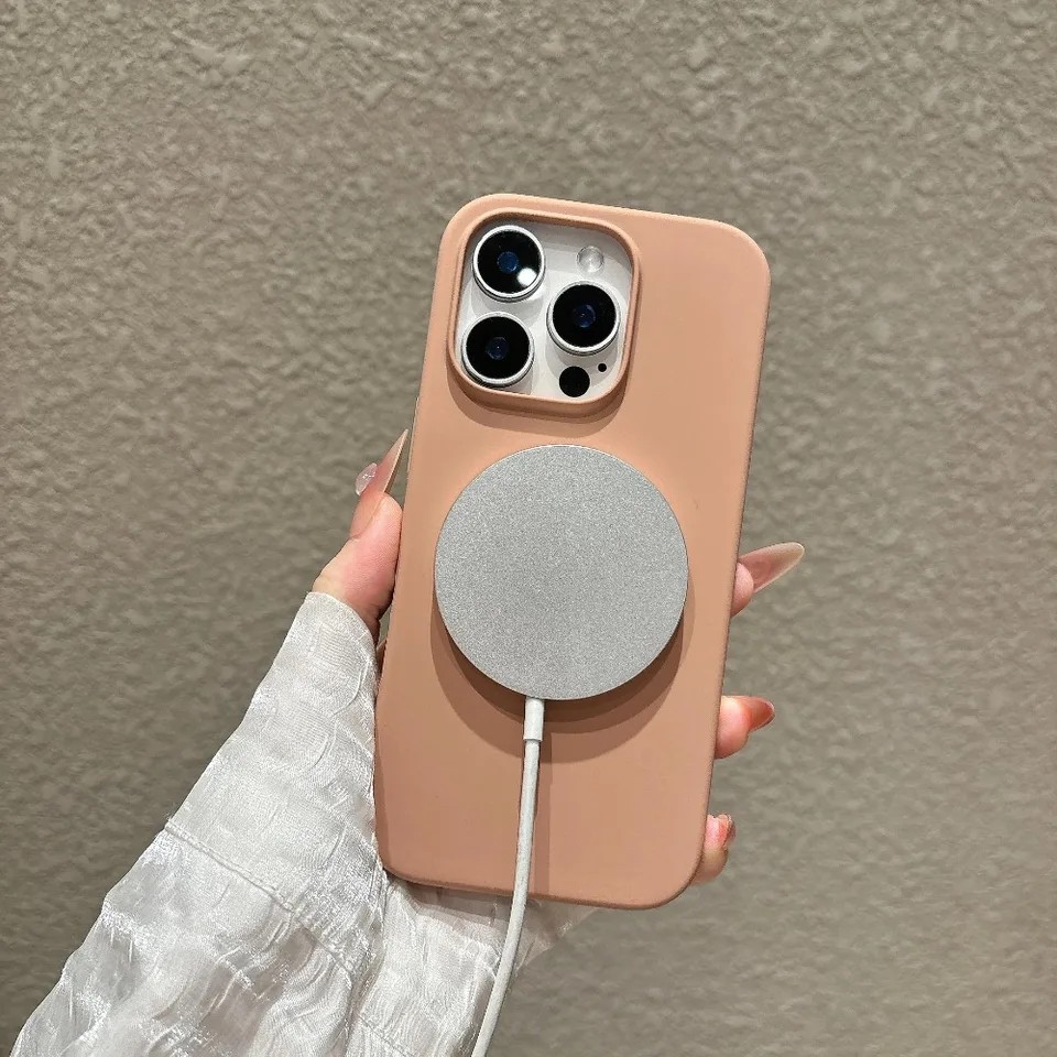 Funda de silicona líquida mate sólida compatible con Magsafe para iPhone 18 17 17E 16 15 14 13 12 11 Pro Max Plus carga inalámbrica 6