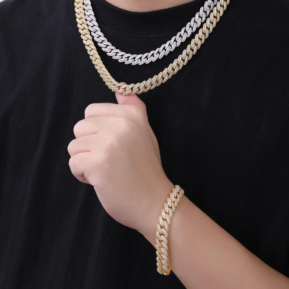 

10mm Double Row Zirconia Bubble Cuban Chain Necklace, Unique Hip Hop Men's Jewelry, Trendy and Exclusive Design