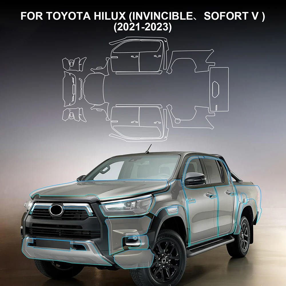 

KUNGKIC пререзанная Защитная пленка для Toyota Hilux invsub 2021 2022 2023 PPF краска прозрачный корпус наклейка комплект против царапин