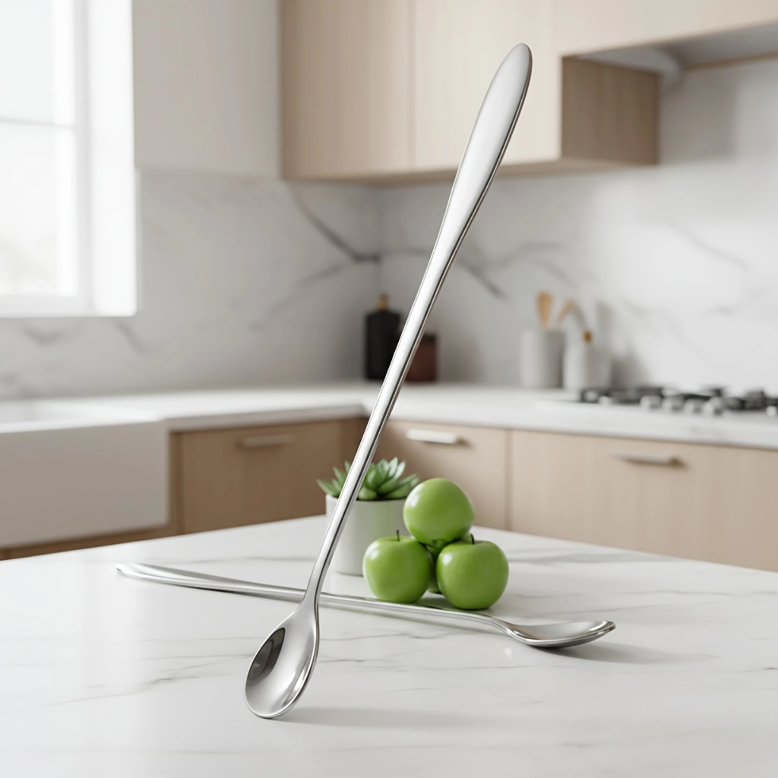 2PCS Stainless Ice Scoop Extra Long Mixing Spoon Stainless Steel Scoop, Coffee Stirring Spoon, Kitchen Accessories