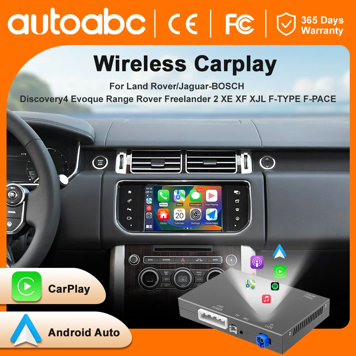 Wireless Carplay for Land Rover Jaguar Range Rover Evoque Discovery - Android Auto Multimedia Navigation System with USB DSP