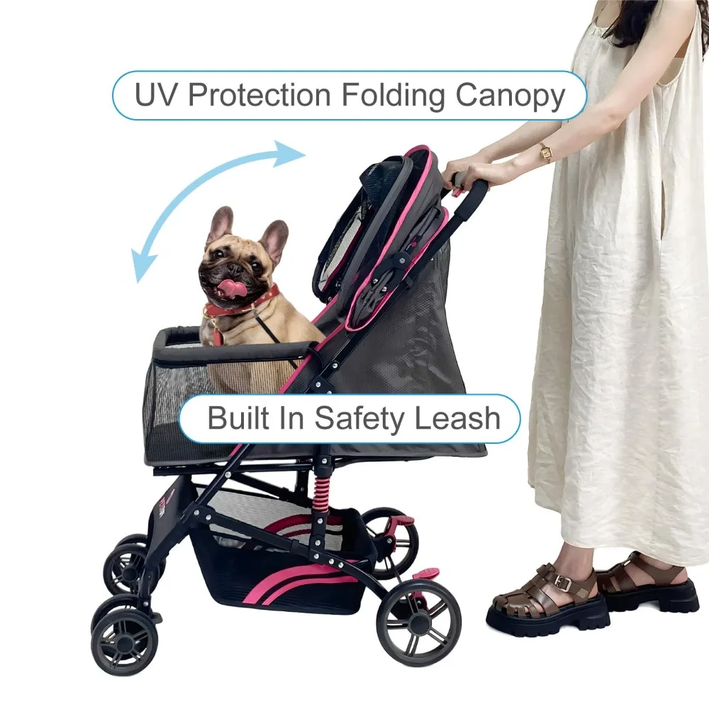 Складная коляска для домашних животных Buddy Buggies — амортизирующая рама с местом для хранения — ткань, которую можно стирать в машине — прочная сетка и защита от ультрафиолета