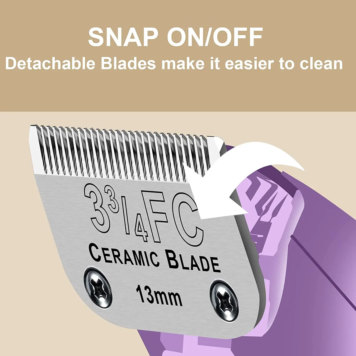 Professional Detachable Pet Dog Ceramic Blade Compatible with Andis AG, AGC, AGP, AGRC/Oster A5/Wahl KM Series Clippers - view 2