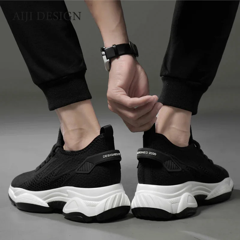 Summer breathable sneakers men elevator shoes height increase shoes for casual insole 7cm sport man taller