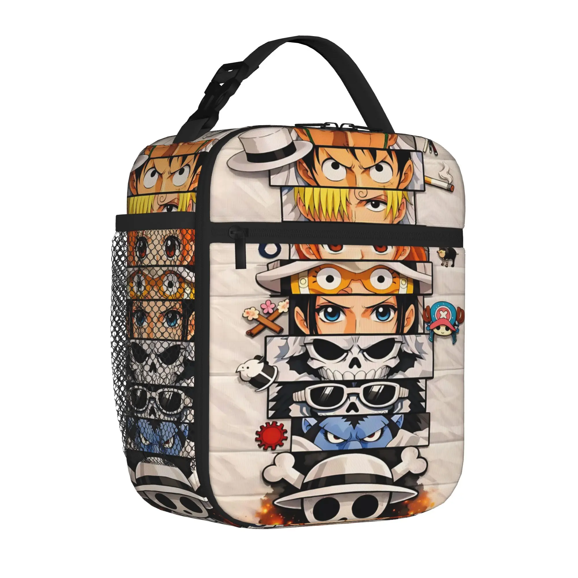 1 Piece Portable Lunch Container Straw Hat Crew Eyes  Zipper Closure Durable Pocket O-One Piece  For Lunch Lunch Box Bag view 2