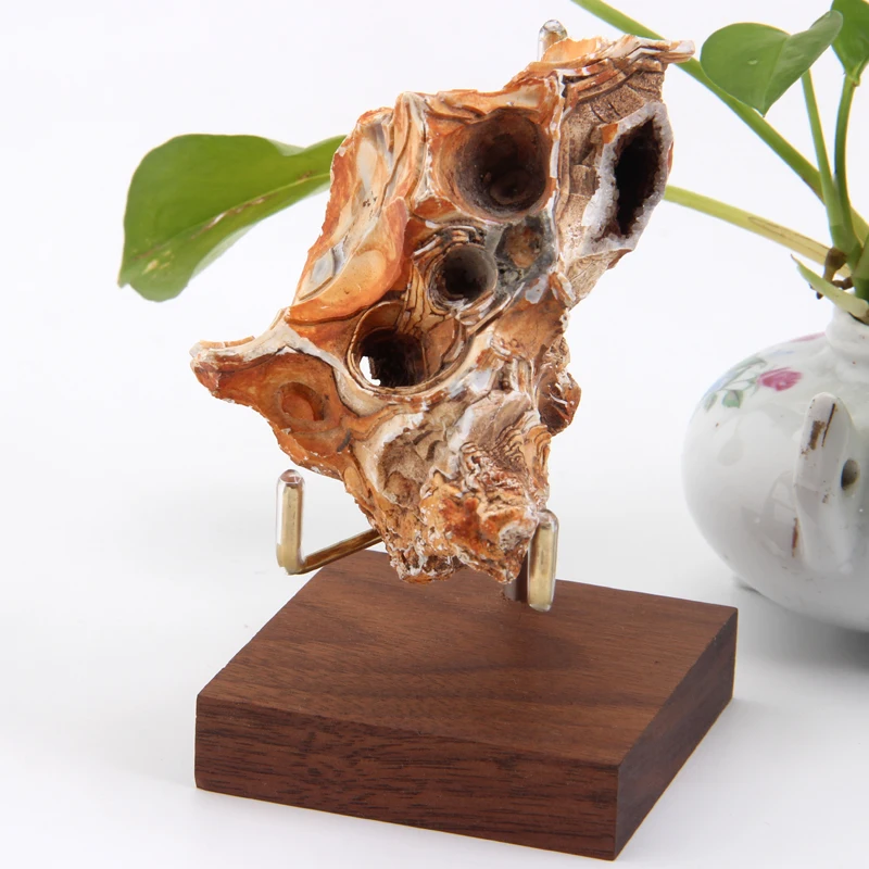 6.5*6.5 wood crystal display wooden frame stand shelf for minerals Gemstone display