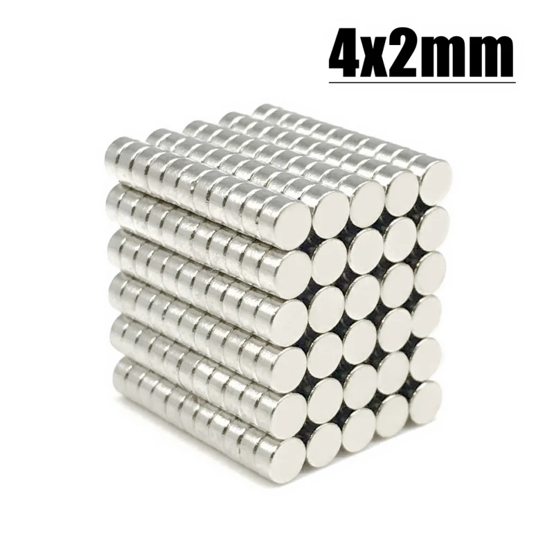 10-10000pcs Neodymium magnet 4x2 Rare Earth small Strong Round permanent 4*2 mm fridge Electromagnet NdFeB nickle magnetic DISC