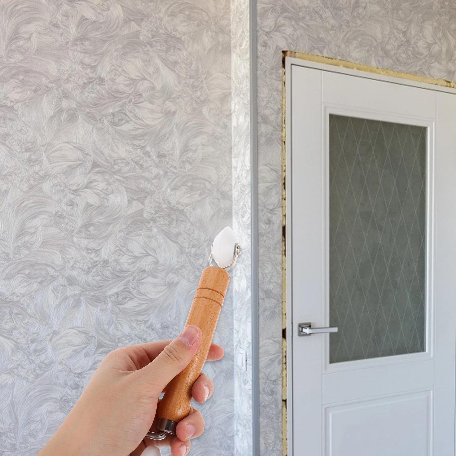 

Wallpaper Construction Rollers Quilting Seam Wooden Handle Roller Tool for Home Car Decoration Durable