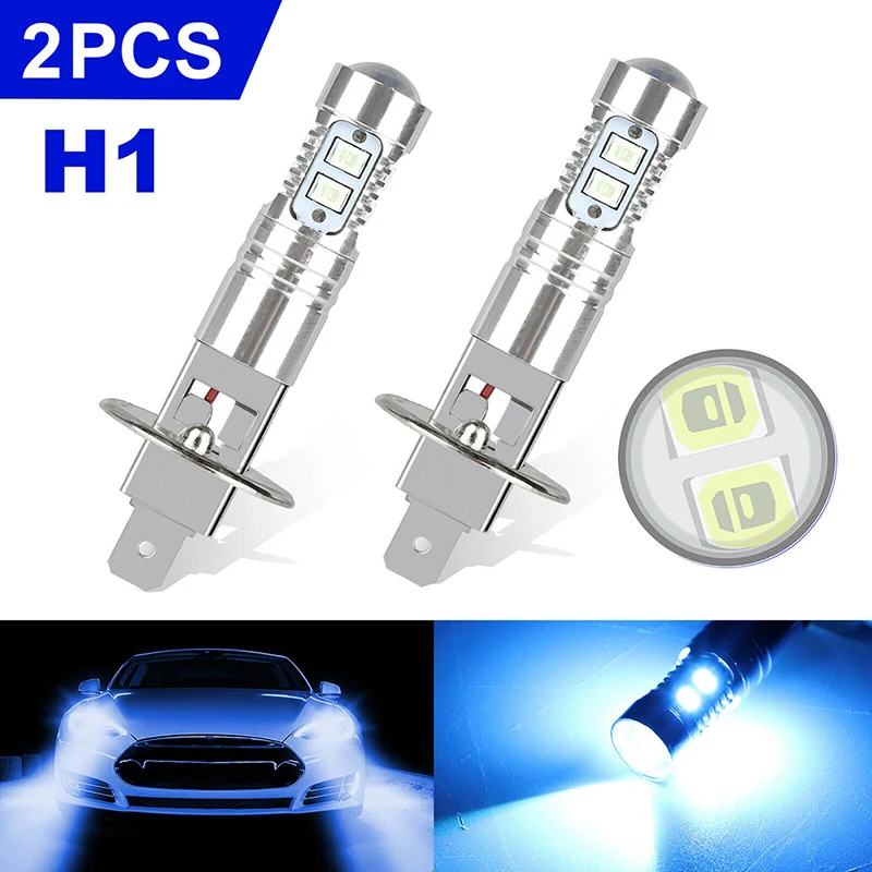 2Pcs H1 LED Auto Headlight Bulbs 8000K 100W Ice Blue Super Bright Car Fog Lights