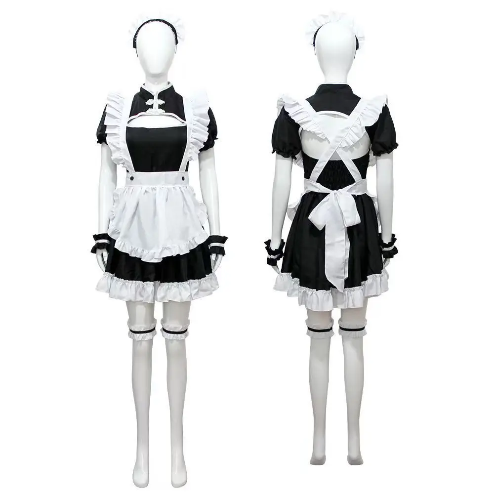

Cosplay Costume Black-and-White Chocolate Maid Outfit Short-Style Lolita Princess Dress Suitable for Halloween and Christmas
