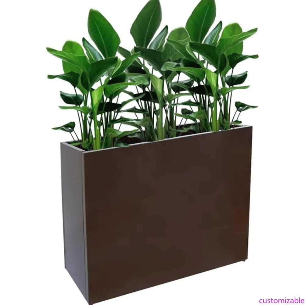 

Large Rectangular Metal Planter Box with Drainage for Outdoor and Indoor Use