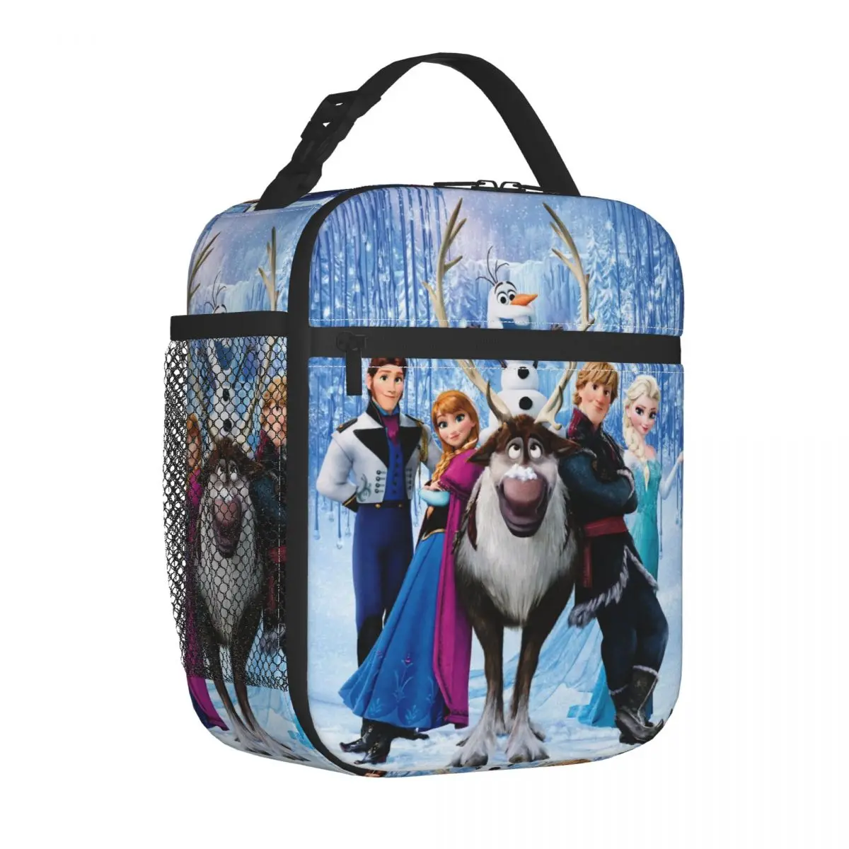 Custom Cartoon Frozen Princess Insulated Lunch Bag for Women Anna And Elsa Thermal Cooler Bento Box School Resuable Tote Bags