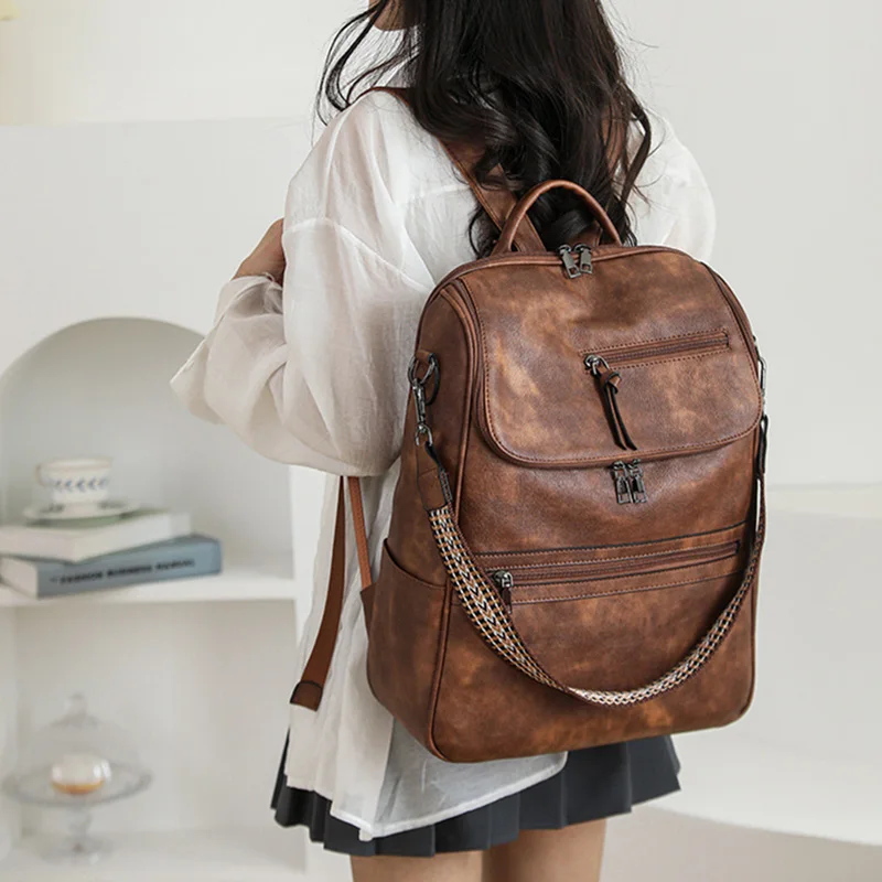 حقيبة ظهر ريترو للطلاب الجامعيين 2026 ربيع جديد عصري حقيبة فاخرة على ظهره سعة كبيرة تصميم حقيبة كمبيوتر #2