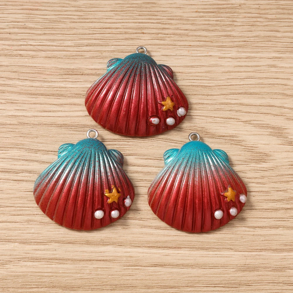Tusember 5 Stück Niedliche Bunte Große Muschel-Anhänger für Ohrringe Halsketten Armbänder DIY Sommer Strand Schmuckherstellung Zubehör – Detail 6
