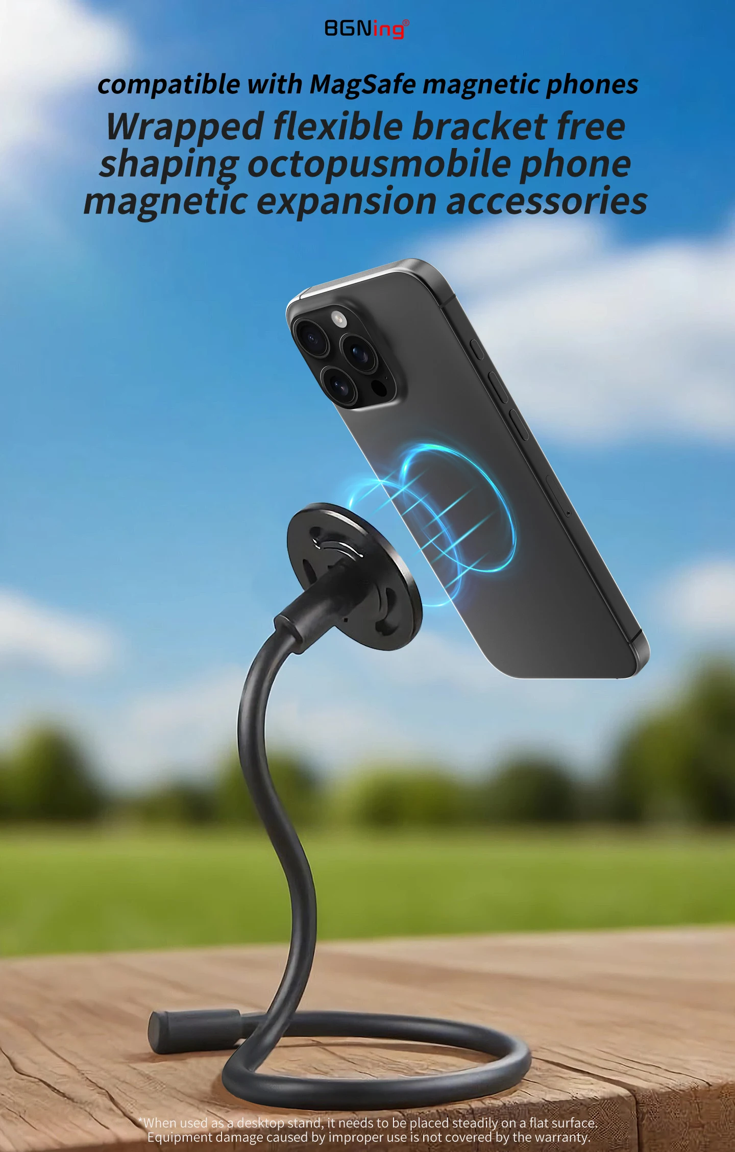 Flexibler Kamerahalter Stativhalterung für GoPro DJI Insta360 Kamera iPhone Huawei Magnet-Halterung Biegbarer Selfie-Stick mit Rotation – Detail 3