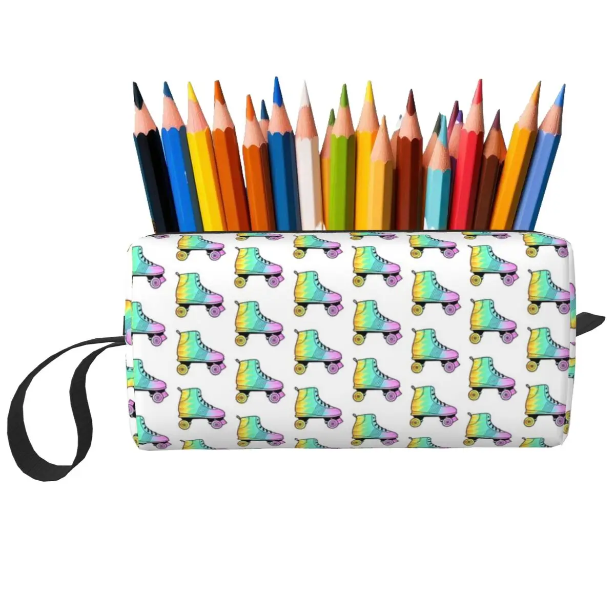 Astuccio per matite per pattini a rotelle arcobaleno per bambini Astuccio per penne per la scuola Astuccio per matite Forniture per cancelleria Organizzatore per borse per cosmetici da viaggio per donne