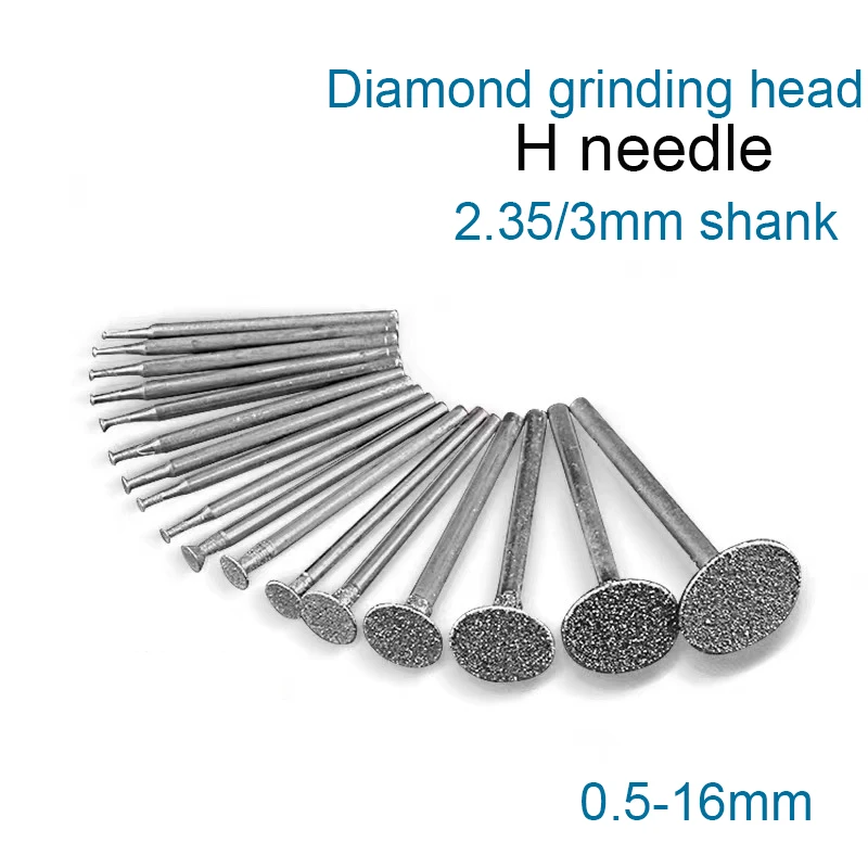 

Diamond Grinding Head Nail Head 2.35/3mm Shank 60 Grit H Needle Hook Thallium Electric Grinding Accessories Jade Carving Tools
