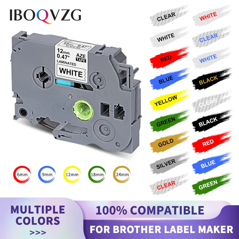 IBOQVZG 231 241 Label Compatible for Brother Label Printer Label Tape Tze-231 6/9/12/18/24mm Black on White 221 Laminated Tapes