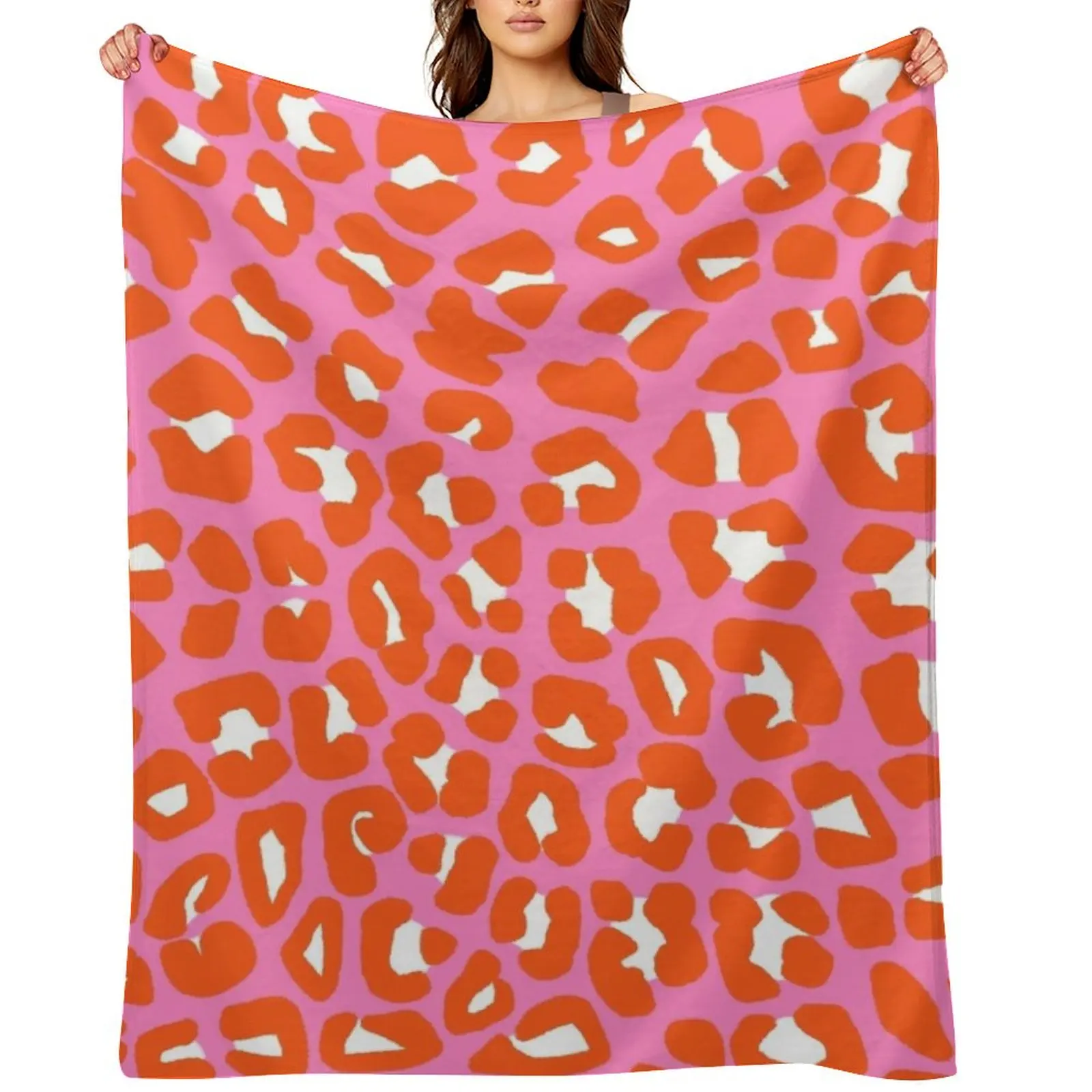 

Pink and Orange Leopard Spots Print Pattern Throw Blanket Luxury Thicken Fashion Sofas Custom Blankets
