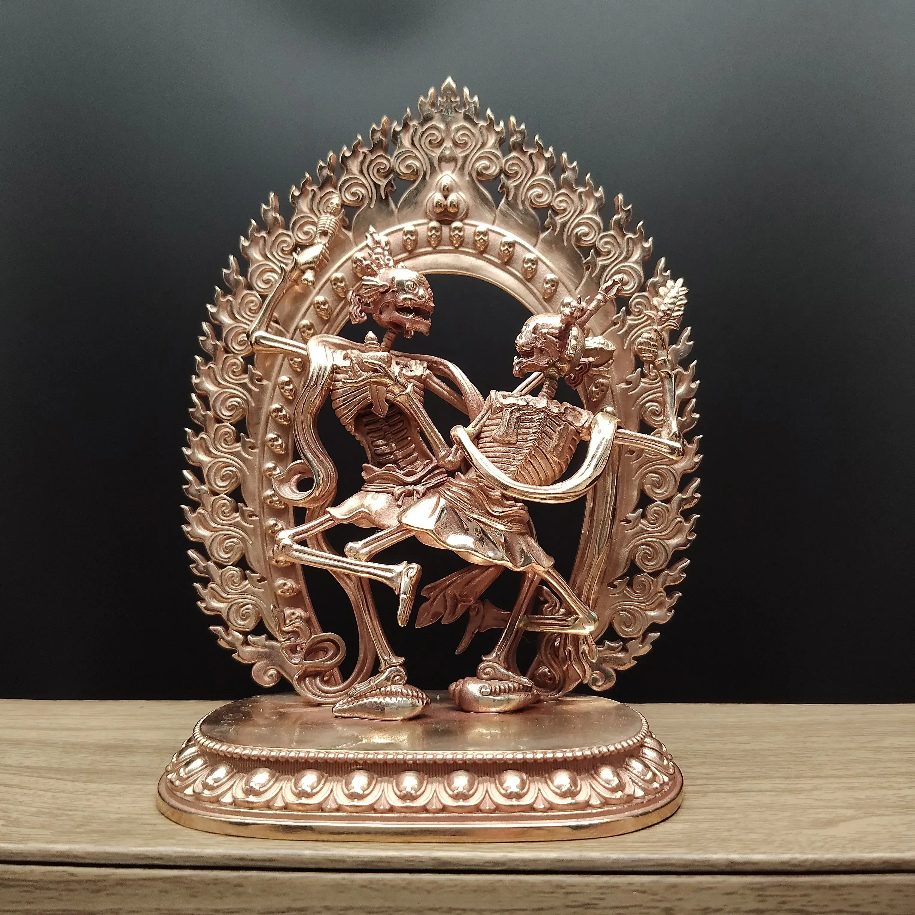ANepalese Tibetan ornament finely cast red copper antique 12cm corpse dolin main Buddha statue tantra protector ornament