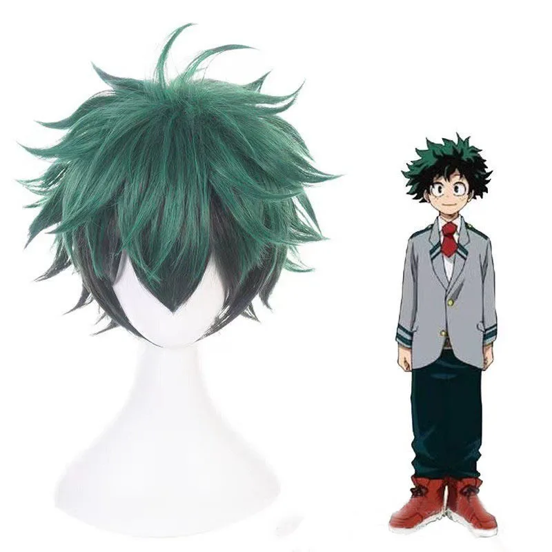 

1 piece of green and black gradient upturned short hair, my hero academy anime, Green Valley, playing the role of a wig