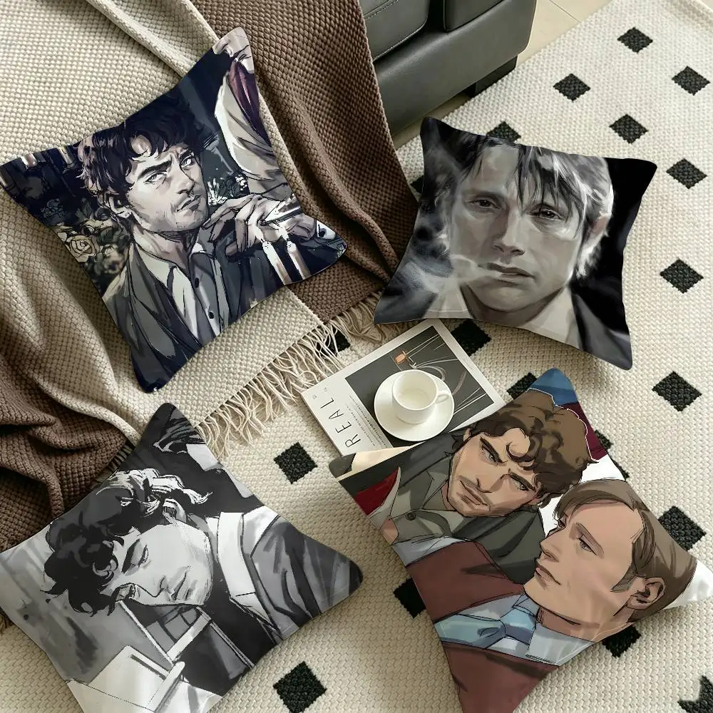 American TV Series H-Hannibal Pillow Anime Pillow Sofa Bed Head Pillow Cover Cushion Cover 45x45 cm Fashion