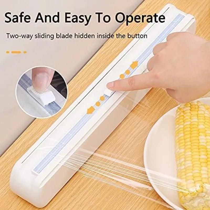 

Cling Film Cutter Plastic Packaging Cutting Dispenser Kitchen Household Cooking Food Wrap Plastic Film Splitter Tool