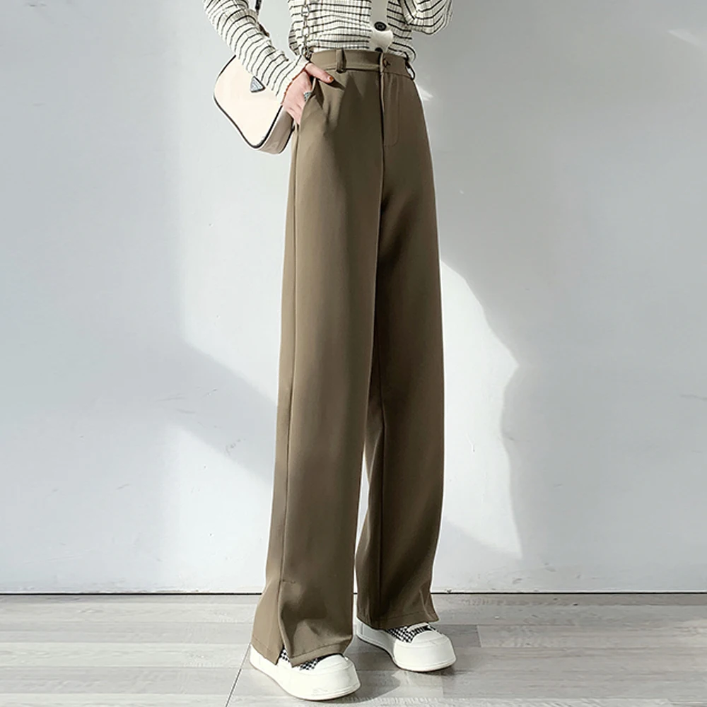 Black Suit Pants Women Fashion Women Wide Leg Straight Pants Korean Loose Casual Pants Women Office Formal Trousers S-3XL