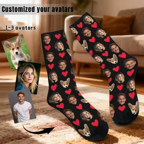 Customized socks for men and women Face-themed funny expression socks Personalized photo-customized socks Birthday gifts