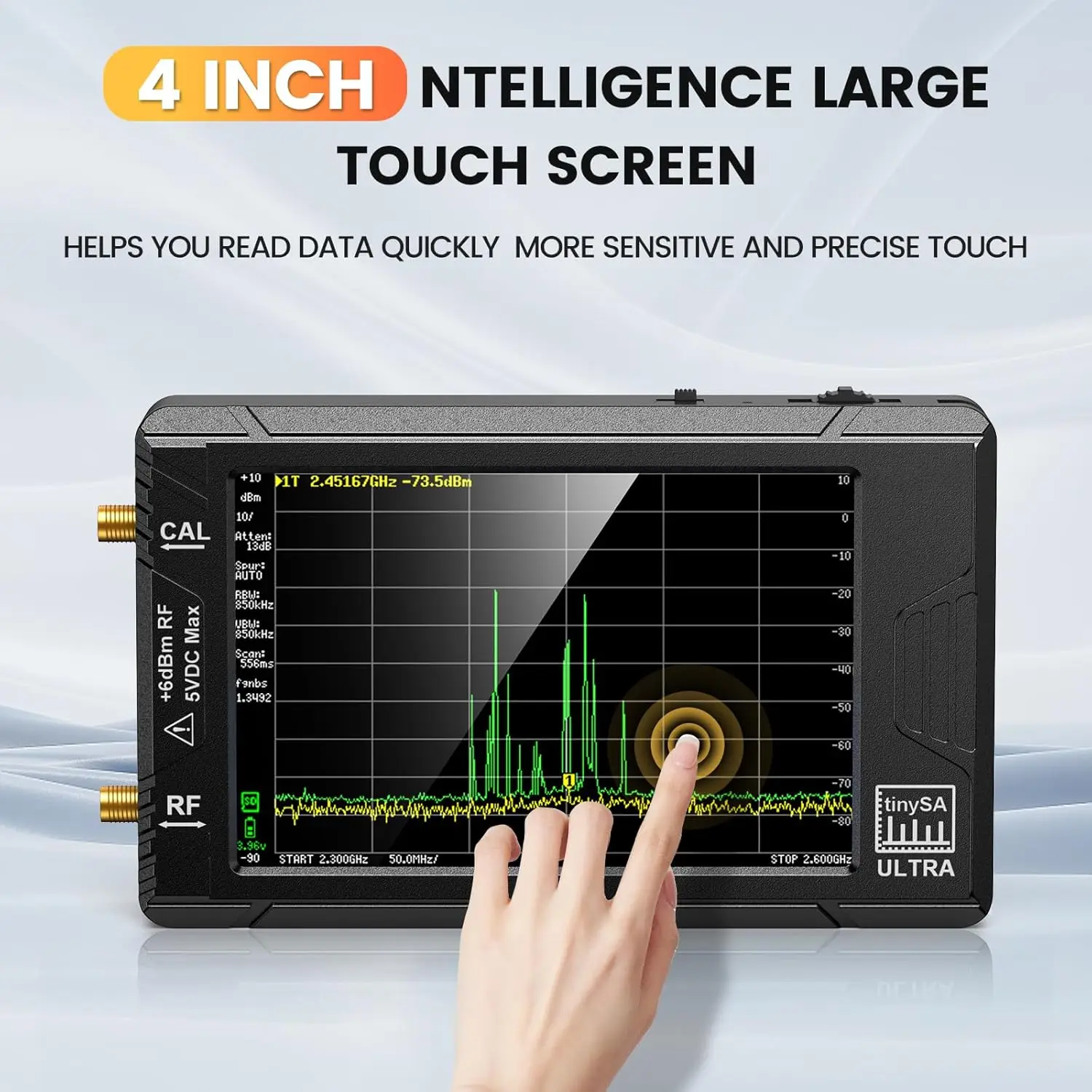 Analisador de espectro SeeSii TinySA ULTRA 4 "Display 100kHz a 5,3GHz com cartão de 32GB versão V0.4.5.1 Novo analisador minúsculo portátil