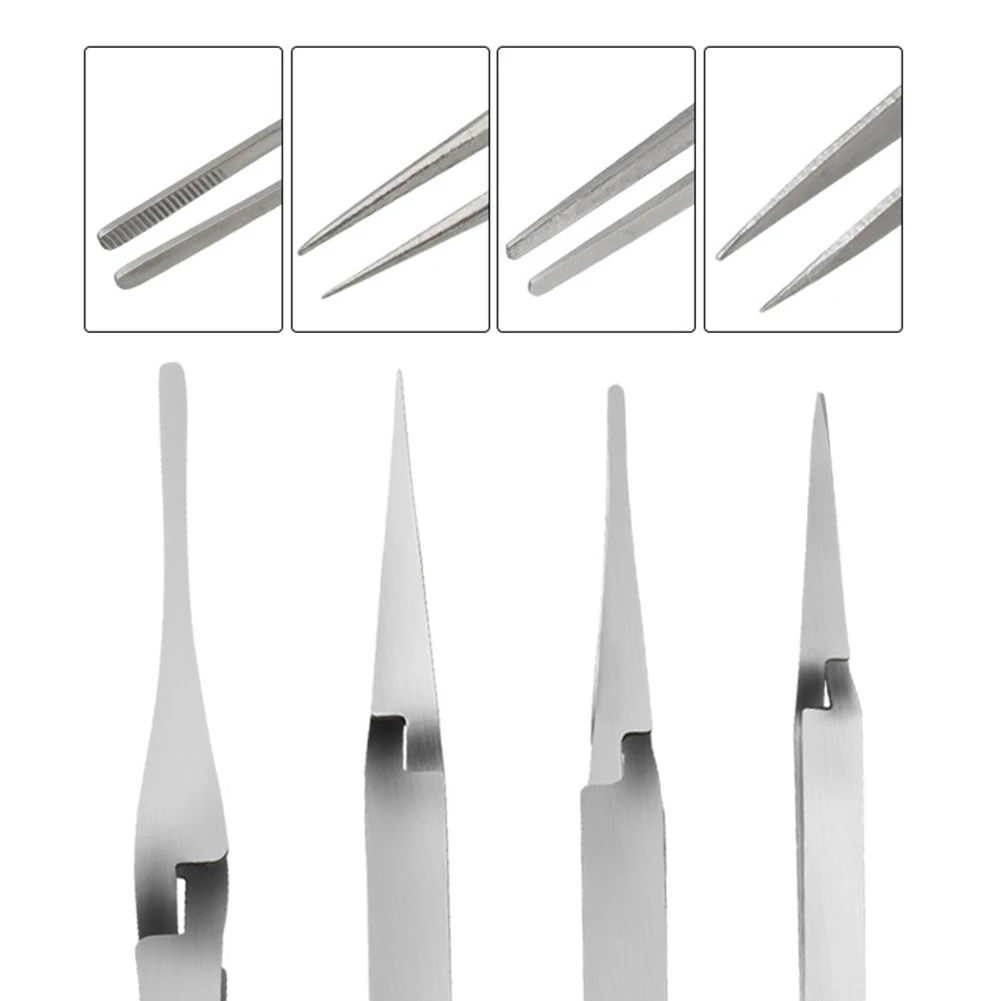 Tweezers Stainless Steel Non-slip Cross Lock Reverse Action Tweezer  Maintenance Tools For Integrated Circuit Maintenance