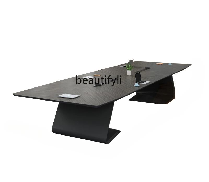 

High-end large conference table long table simple modern conference room negotiation table and chair combination workbench