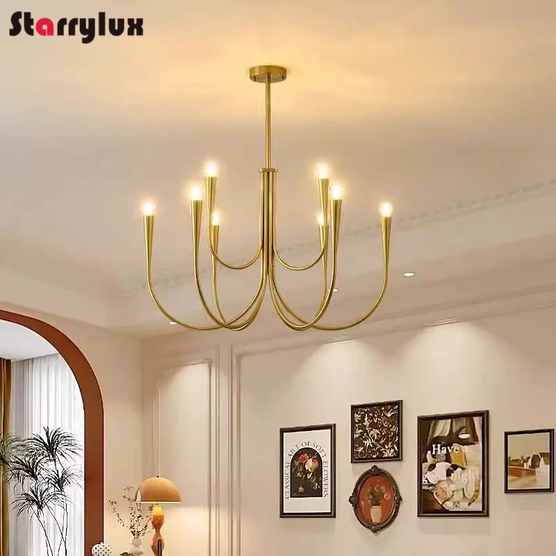

French Luxury Candle Chandelier Modern Minimalist Dining Light Vintage Living Bedroom Lamp