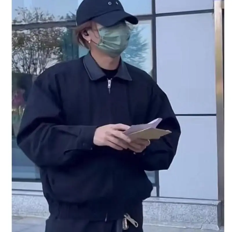 

Куртка Sup24 Wang Jiaer из натуральной кожи и холщовой ткани, свободного кроя, с отложным воротником, в стиле барн, молодежная модная верхняя одежда для весны и осени